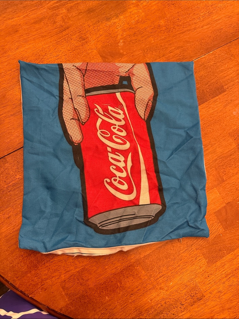 Vintage Coca-Cola Red Can Pop Art Blue pillow cover